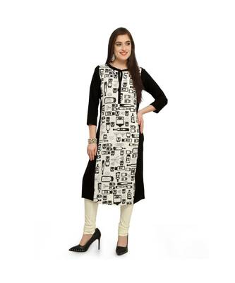 Black printed crepe kurti 1