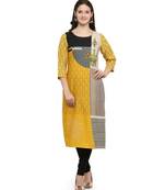 Yellow printed crepe kurti