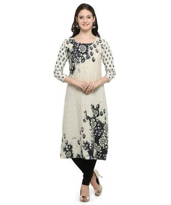 Cream printed crepe kurti 1