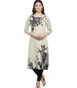 Cream printed crepe kurti