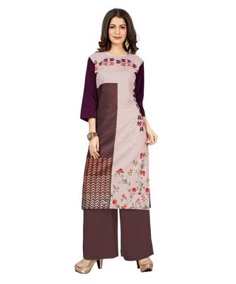 Brown printed crepe kurti 1