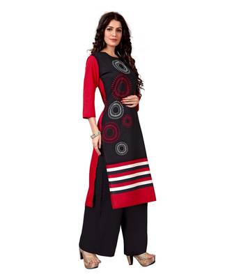 Red printed crepe kurti 1