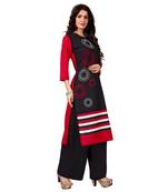 Red printed crepe kurti