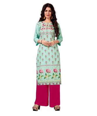 Green printed crepe kurti 1