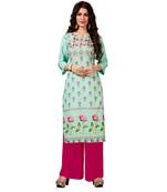 Green printed crepe kurti