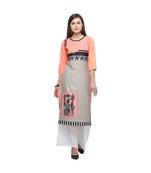 Peach printed crepe kurti