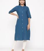 blue plain cotton kurti