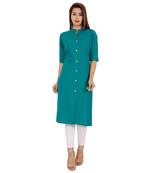 turquoise plain cotton kurti