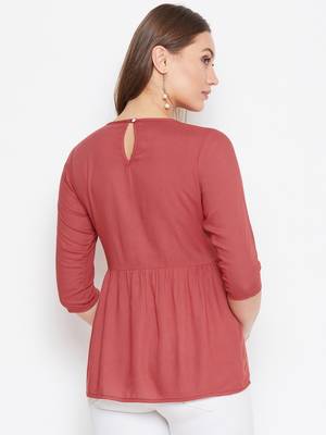 Maroon embroidered rayon party-tops 4
