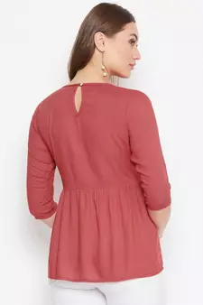 Maroon embroidered rayon party-tops
