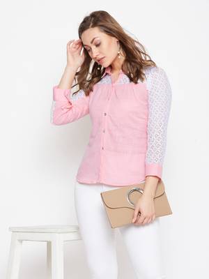 Pink plain cotton cotton-tops 1