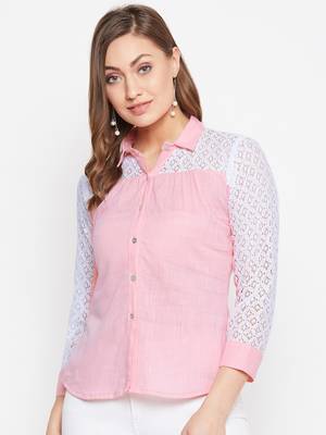 Pink plain cotton cotton-tops 2