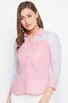 Pink plain cotton cotton-tops