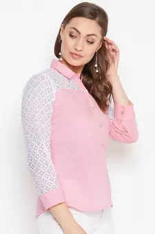 Pink plain cotton cotton-tops