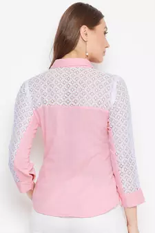 Pink plain cotton cotton-tops