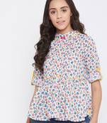 White printed cotton cotton-tops