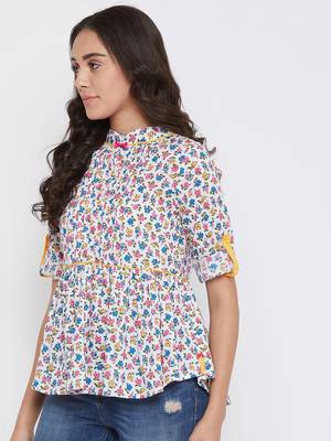 White printed cotton cotton-tops 3