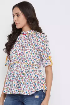 White printed cotton cotton-tops