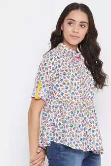 White printed cotton cotton-tops