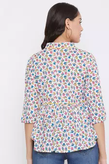 White printed cotton cotton-tops