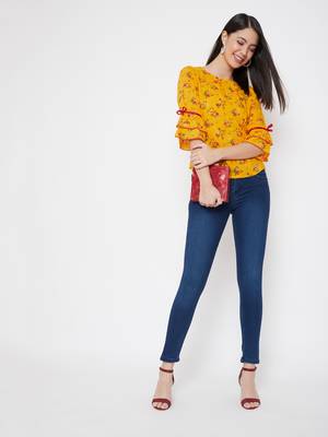 Yellow printed rayon party-tops 2