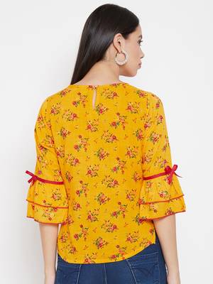Yellow printed rayon party-tops 5