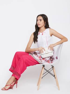 White printed cotton long-tops 2