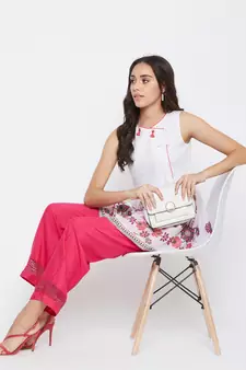 White printed cotton long-tops