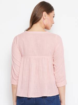 Pink embroidered cotton cotton-tops 5