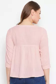 Pink embroidered cotton cotton-tops