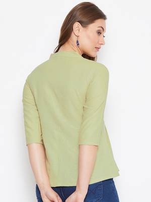 Green embroidered cotton cotton-tops 5