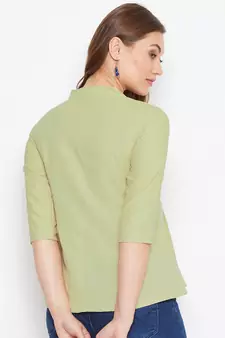 Green embroidered cotton cotton-tops
