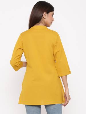 Darkmustard Cotton Flex Embroidered Straight Kurta 3