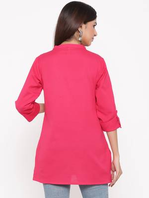 Fuschia Cotton Flex Embroidered Straight Kurta 2