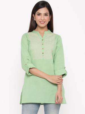 Sagegreen Cotton Flex Embroidered Straight Kurta 1