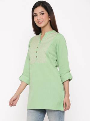 Sagegreen Cotton Flex Embroidered Straight Kurta 4