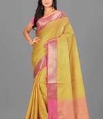 Mustard Banarasi Tanchoi Art Muslin Silk Saree With Blouse