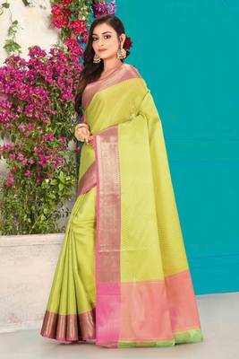 Pink Banarasi Tanchoi Art Muslin Silk Saree With Blouse 2