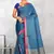 Teal Banarasi Tanchoi Art Muslin Silk Saree With Blouse