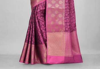Pink Banarasi Tanchoi Art Muslin Silk Saree With Blouse 3