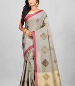 Grey Banarasi Tanchoi Art Muslin Silk Saree With Blouse