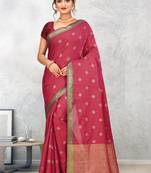 Red Banarasi Tanchoi Art Muslin Silk Saree With Blouse
