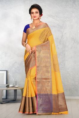 Mustrad Banarasi Cotton Silk Saree With Blouse 1