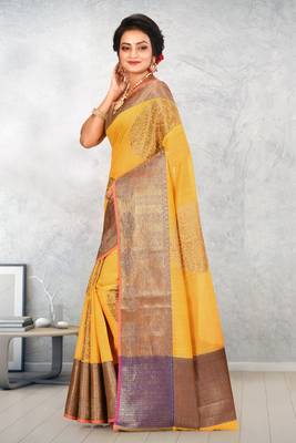 Mustrad Banarasi Cotton Silk Saree With Blouse 2