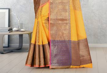 Mustrad Banarasi Cotton Silk Saree With Blouse 3