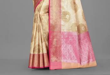 Beige Banarasi Art Silk Saree With Blouse 3