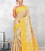 Beige Banarasi Art Silk Saree With Blouse