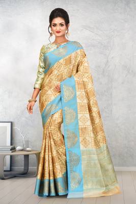 Beige Banarasi Art Silk Saree With Blouse 1