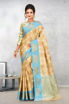 Beige Banarasi Art Silk Saree With Blouse