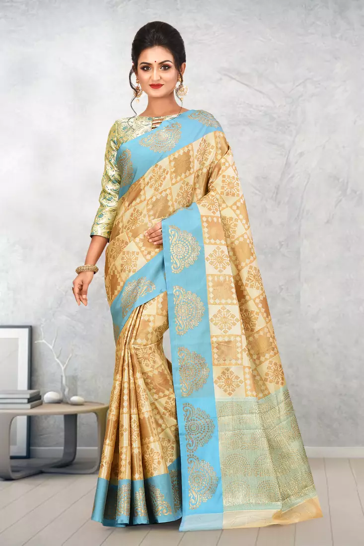 Beige Banarasi Art Silk Saree With Blouse
